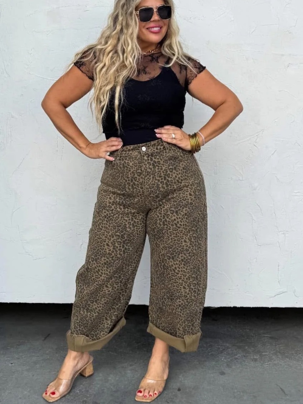 Leopard Print barrel jeans - Brown